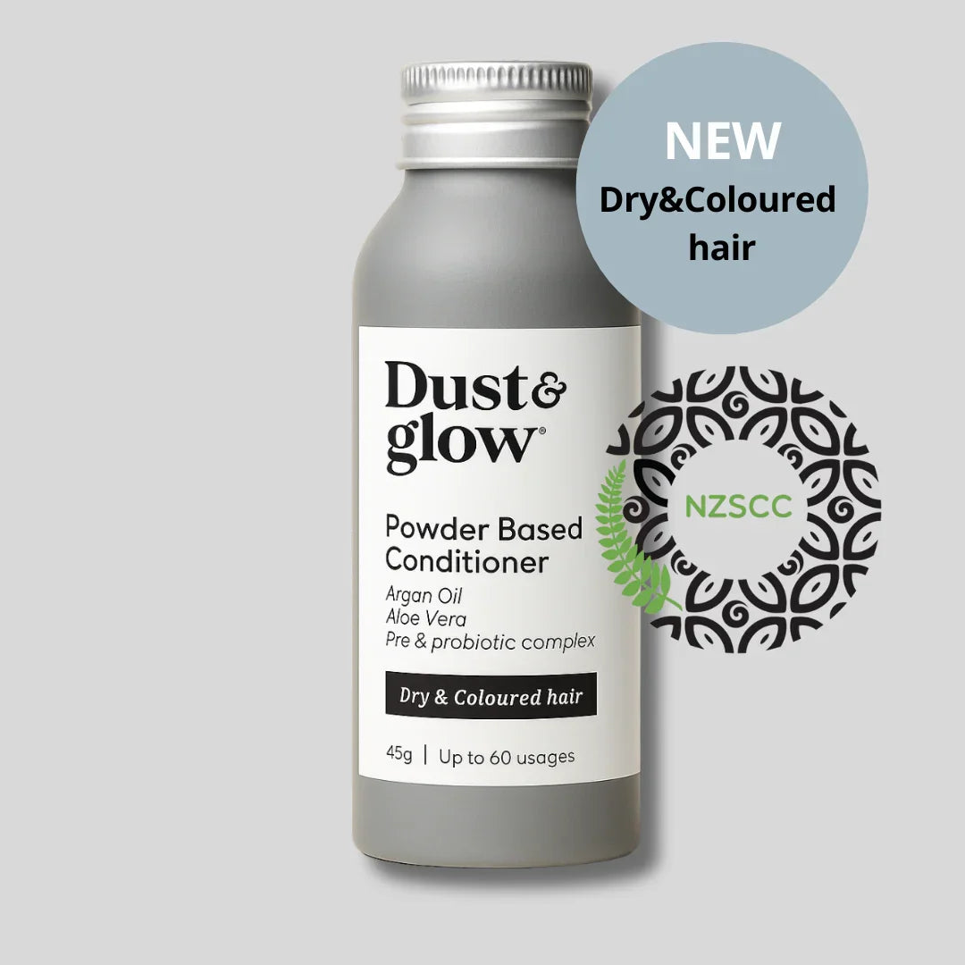 Dust & Glow powder based conditioner for dry & coloured hair, eco-friendly, NZ made, 45g